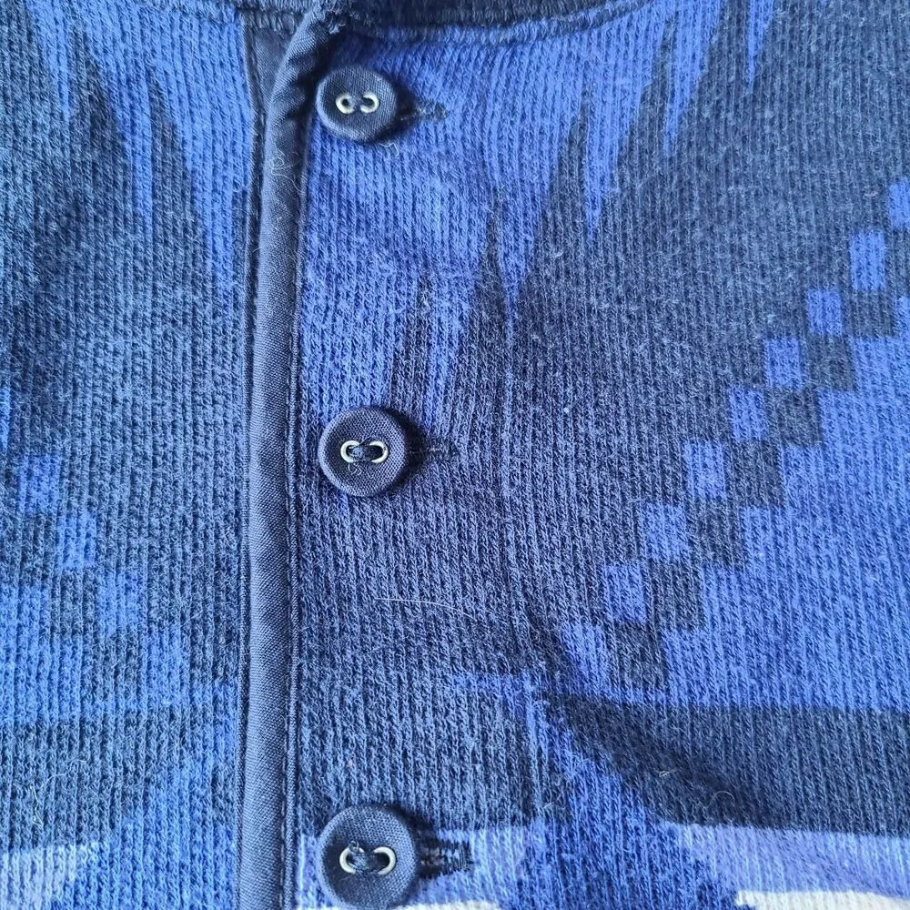 Polo Ralph Lauren XL Southwestern Aztec Henley Shirt Blue Long Sleeve Cotton